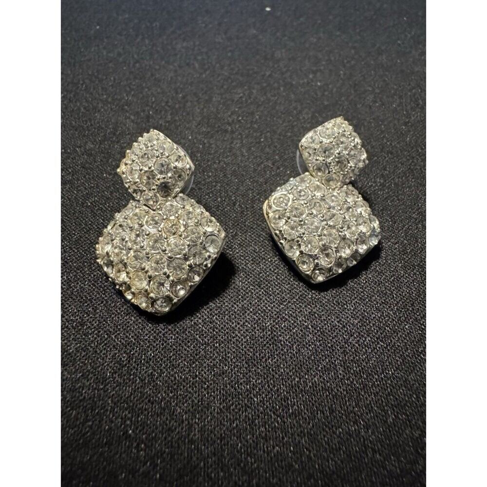 Napier Silver Tone Crystal Cluster Post Earrings